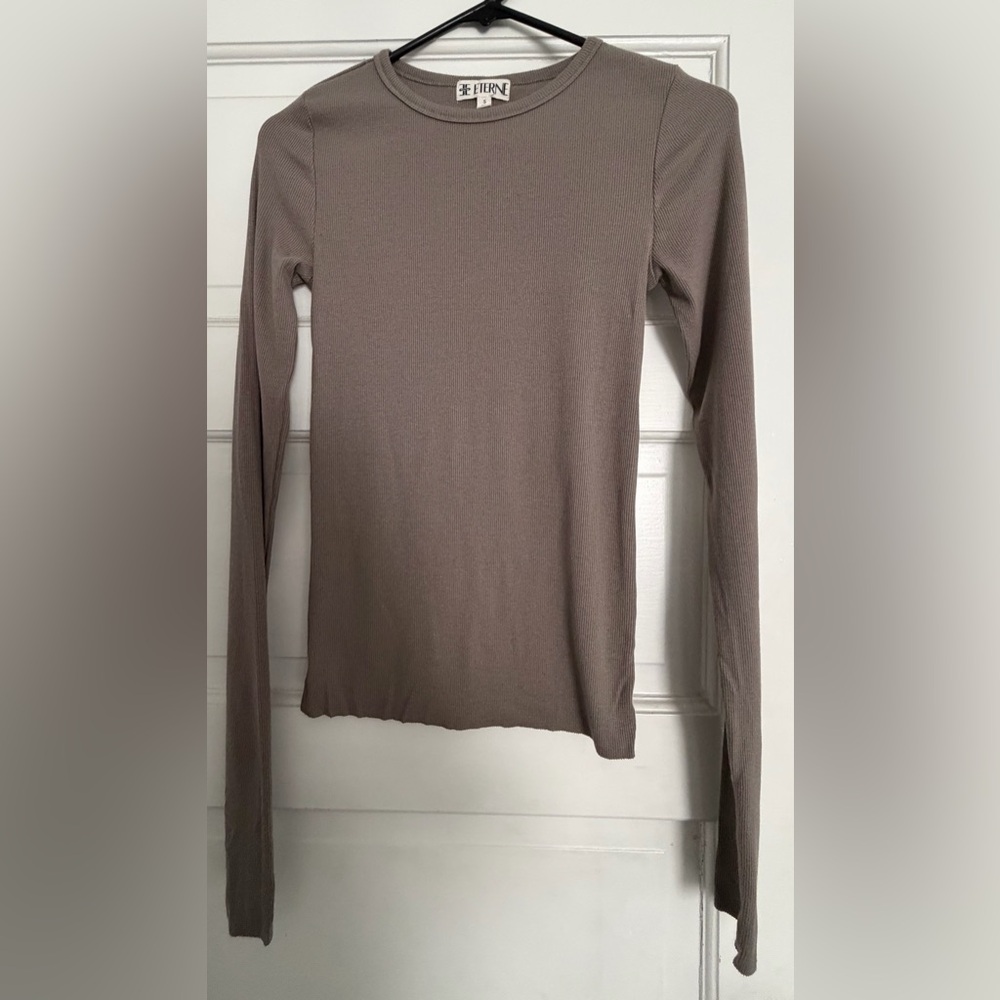 Eterne Taupe Long Sleeve Tee rib tee